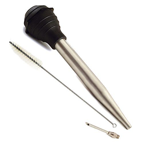 Baster de acero inoxidable Norpro Deluxe con inyector y cepillo de limpieza