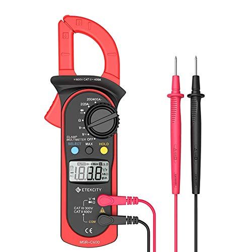 Etekcity Auto-Ranging Clamp Meter, Multímetro digital con amplificador, voltio, ohmio, diodo y prueba de resistencia, modelo: MSR-C600, rojo