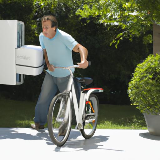 Hombre Cargando Refrigerador En Bicicleta