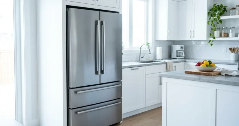 Refrigerador marca Midea French Door de acero inoxidable en cocina moderna - opiniones y modelos México 2026