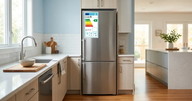 Qué tipo de refrigerador consume menos energía - modelo inverter de bajo consumo clase A en cocina moderna