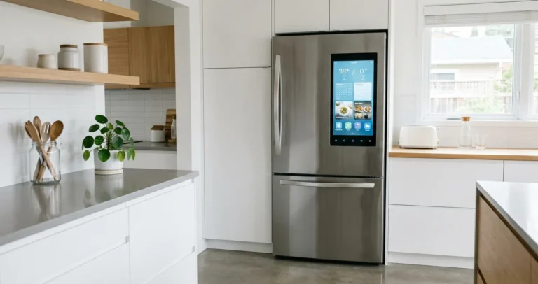 Mejores refrigeradores inteligentes 2026 con pantalla táctil y wifi en cocina moderna