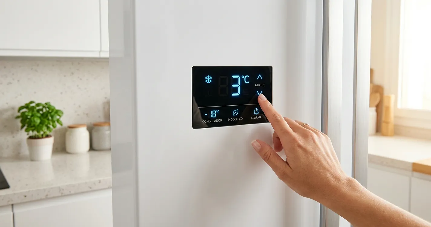 Panel de control de temperatura ideal en refrigerador Frigidaire moderno