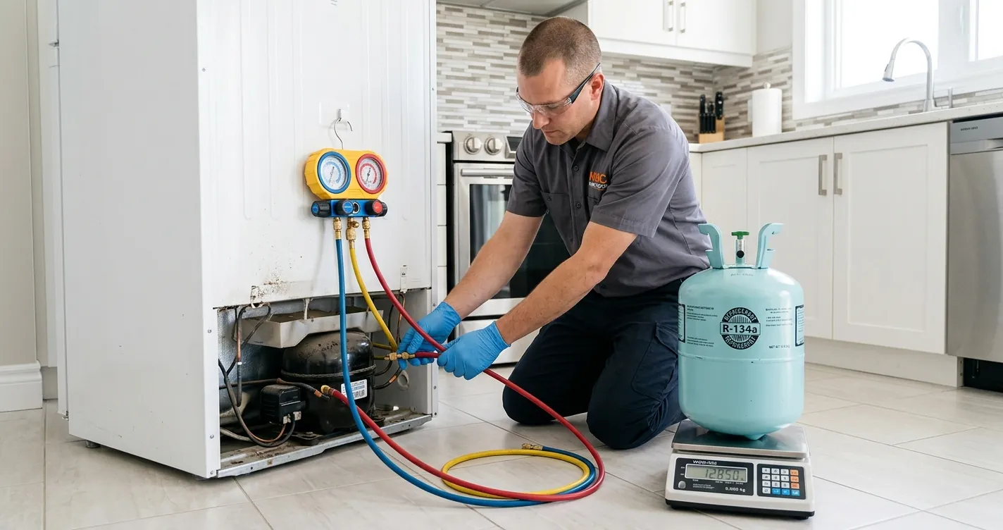 Cómo cargar gas a un refrigerador doméstico con manómetro y báscula de refrigerante