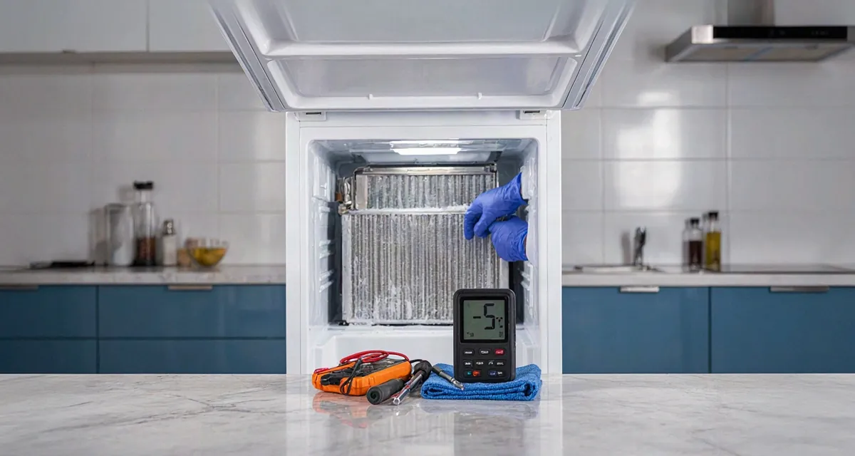 Razones por las que no congela un refrigerador: evaporador con escarcha, termómetro en -5 °C y diagnóstico del sistema de defrost